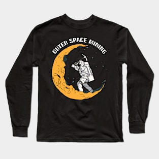 Outer Space Mining - Funny Moon Cryptocurrency Rocket E-cash Long Sleeve T-Shirt